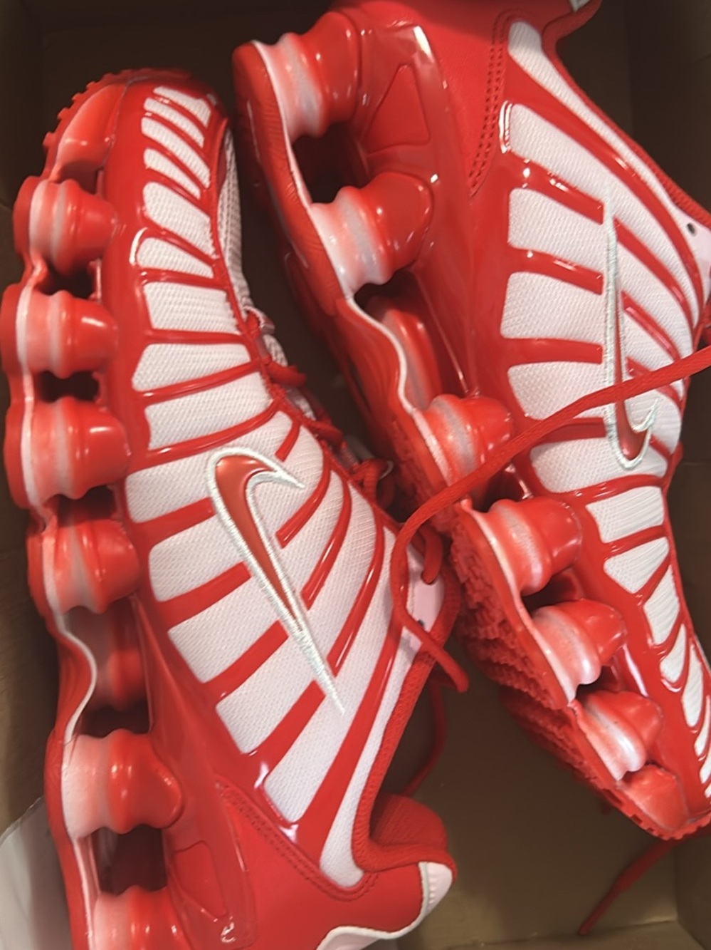 Nike Kids Red and White Shox-Inspired Sneakers